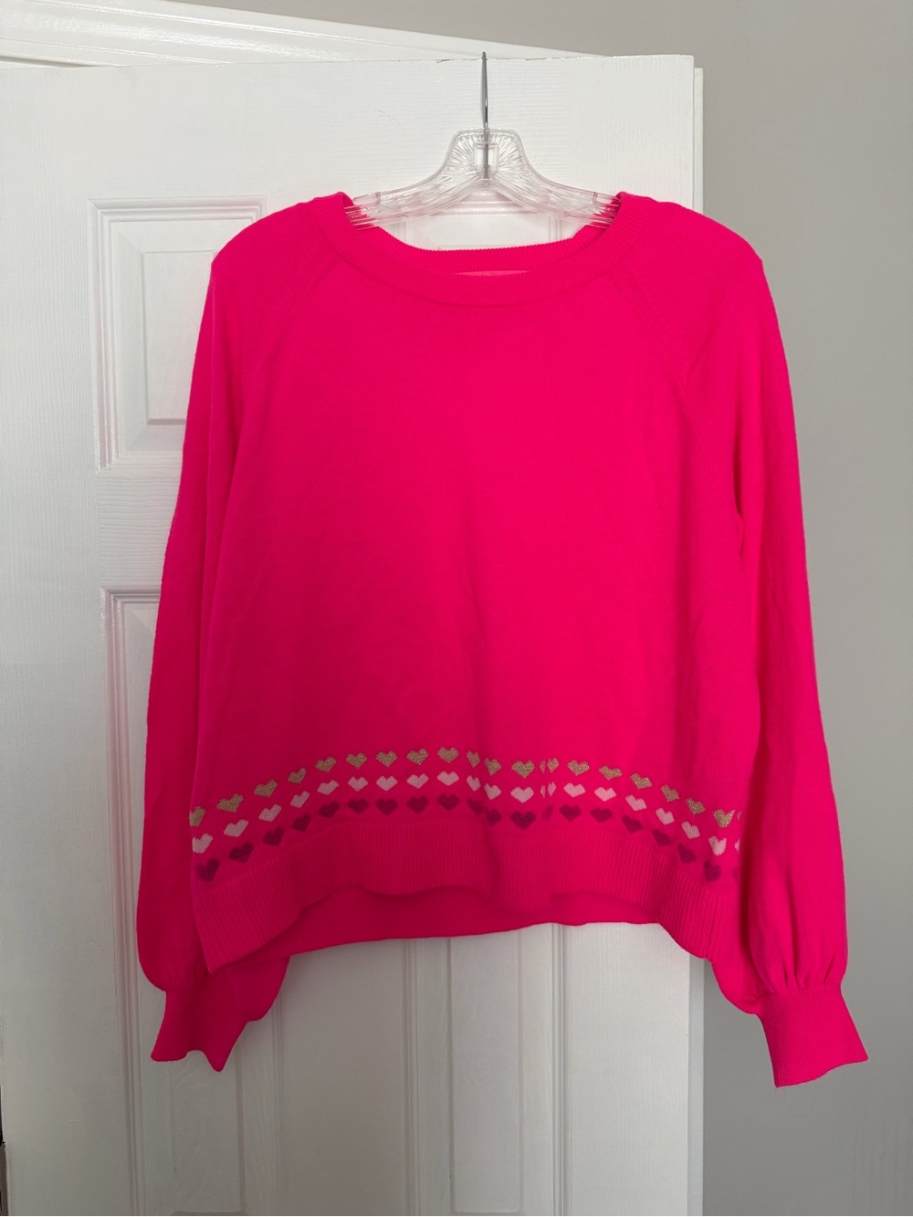 Lilly Pulitzer Hot Pink Heart-Print Crewneck Sweater